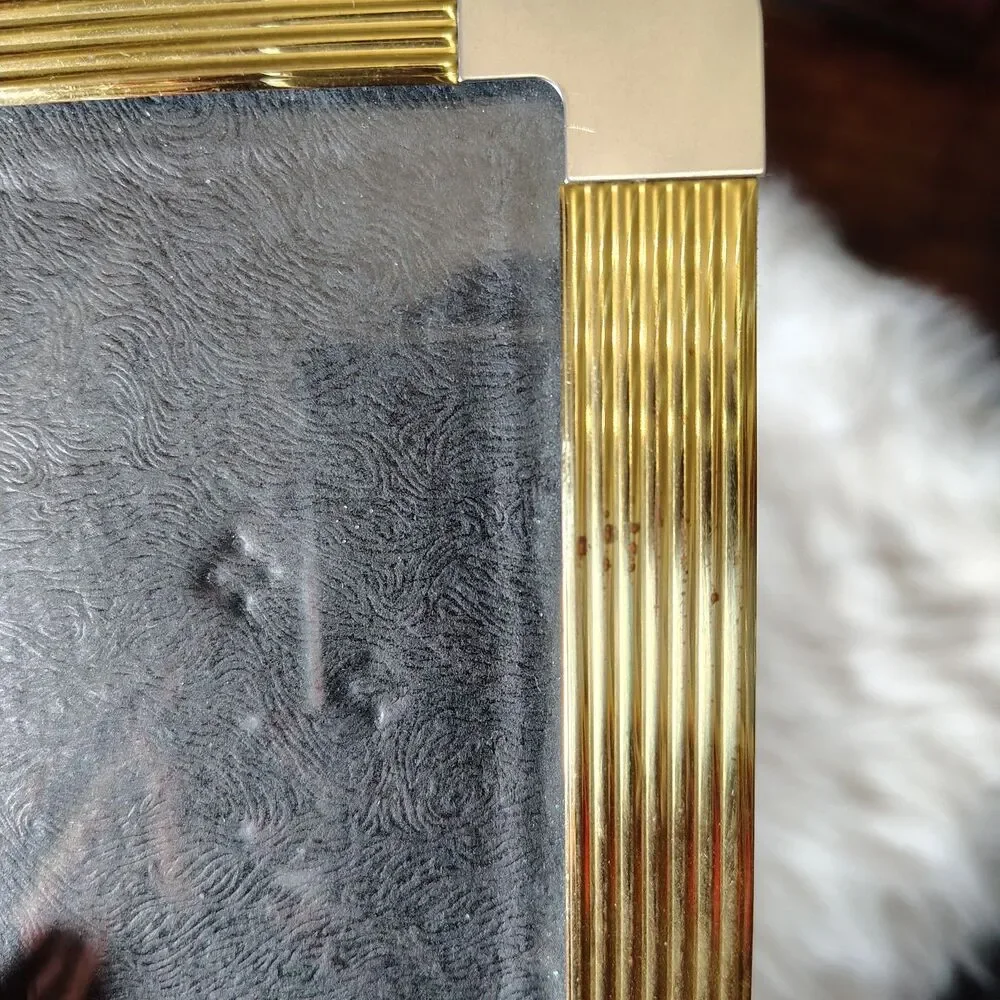 VTG Art Deco Revival Style Two Tone Brass & Chrome Picture Frame